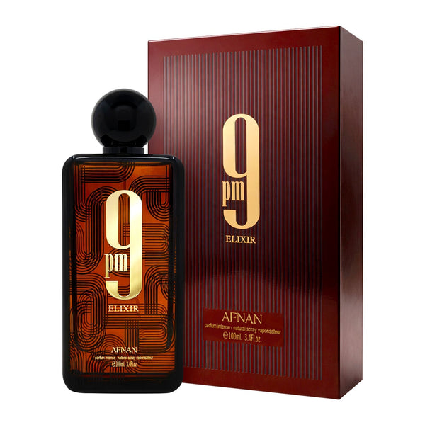 Afnan 9 PM Elixir 100ml original bottle and box