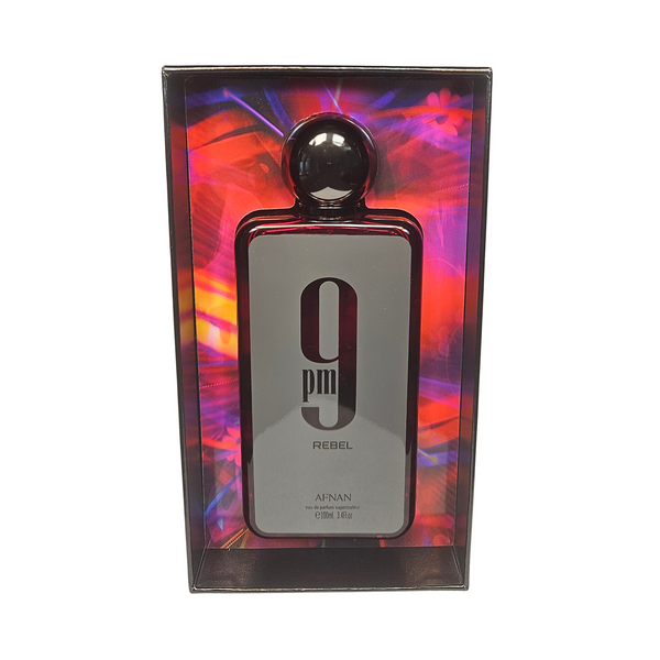 Afnan 9 PM Rebel original bottle and packaging