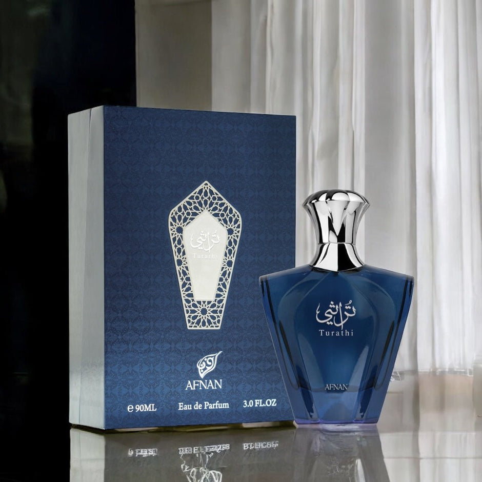 Afnan Turathi Blue 90ml bottle and original packaging