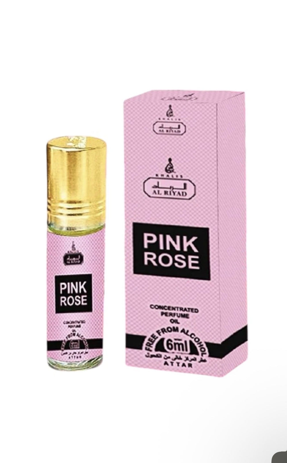 Al Riyad Pink Rose 6ml perfume oil bottle and box