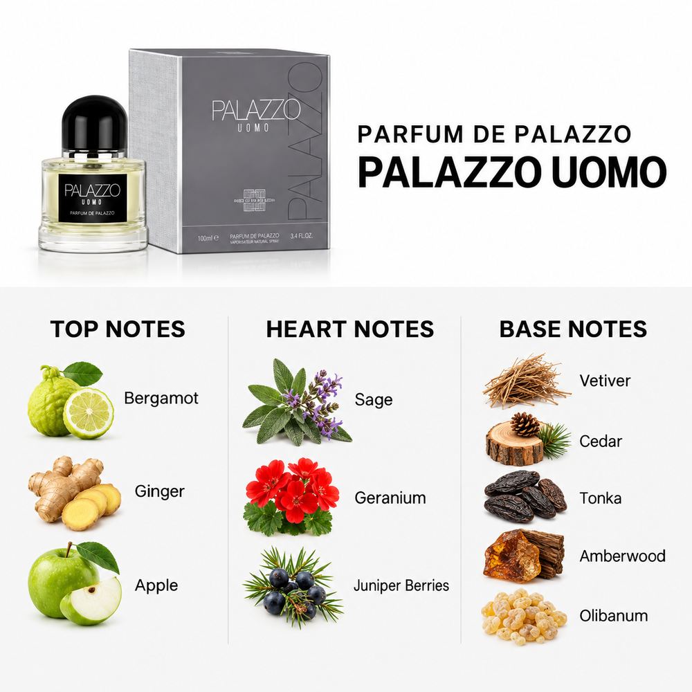 Parfum de Palazzo Palazzo Uomo 100ml — top, heart and base fragrance notes