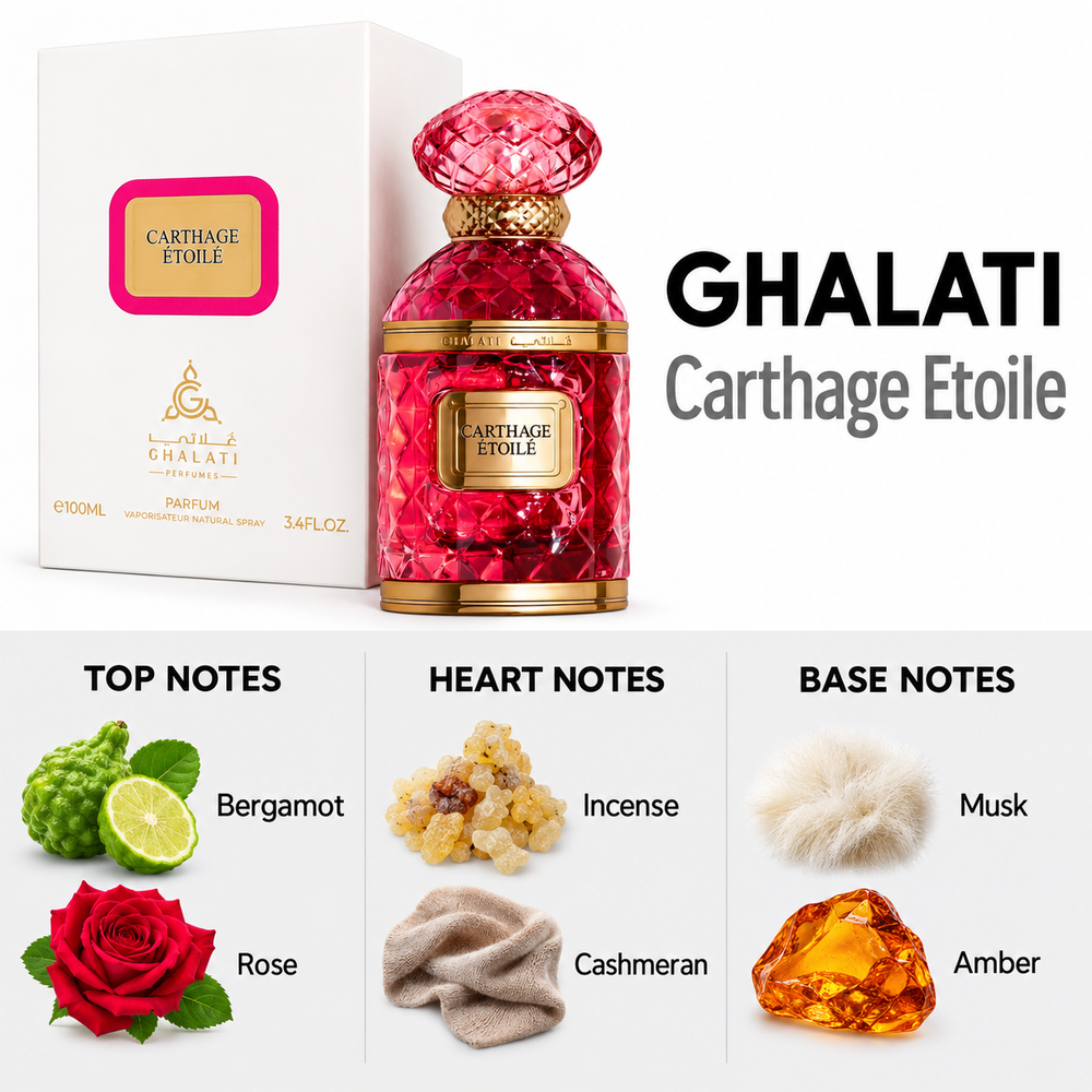 Carthage Etoile 100ml — top, heart and base fragrance notes