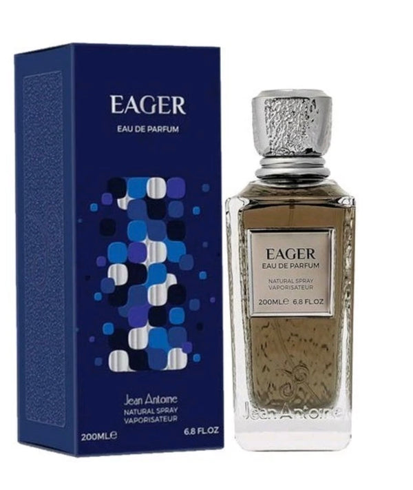 Almas Eager original perfume bottle and packaging