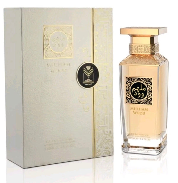 Almas Mulham Wood original perfume bottle and packaging