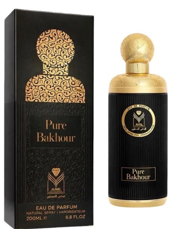Almas Pure Bakhour original perfume bottle and packaging