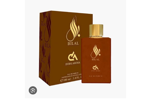 Dubai Aroma Bilal 100ml bottle and packaging, supplied PDF