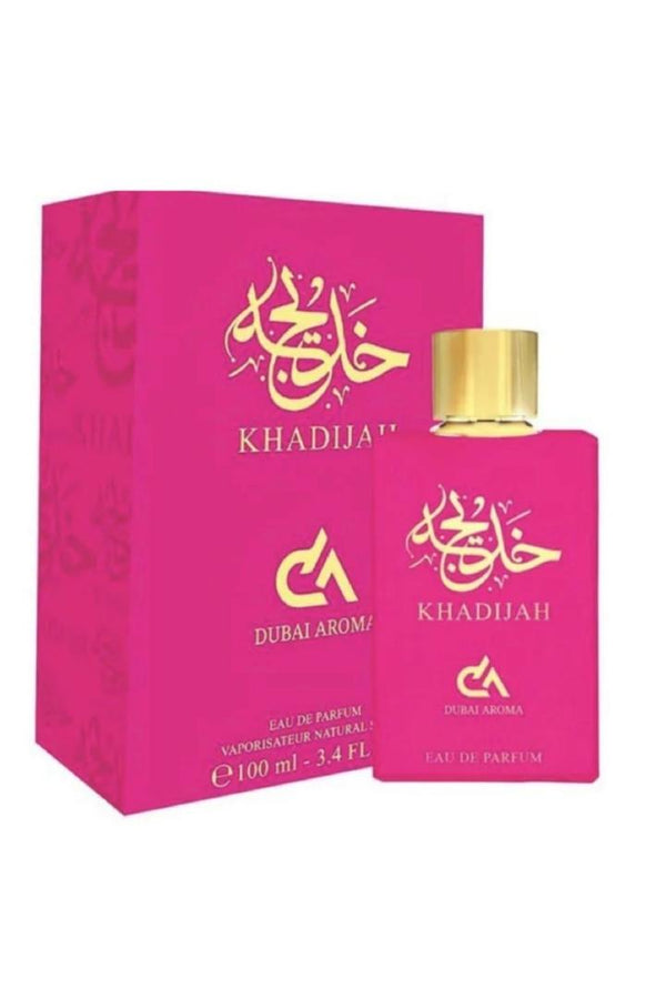 Dubai Aroma Khadijah 100ml bottle and packaging, supplied PDF
