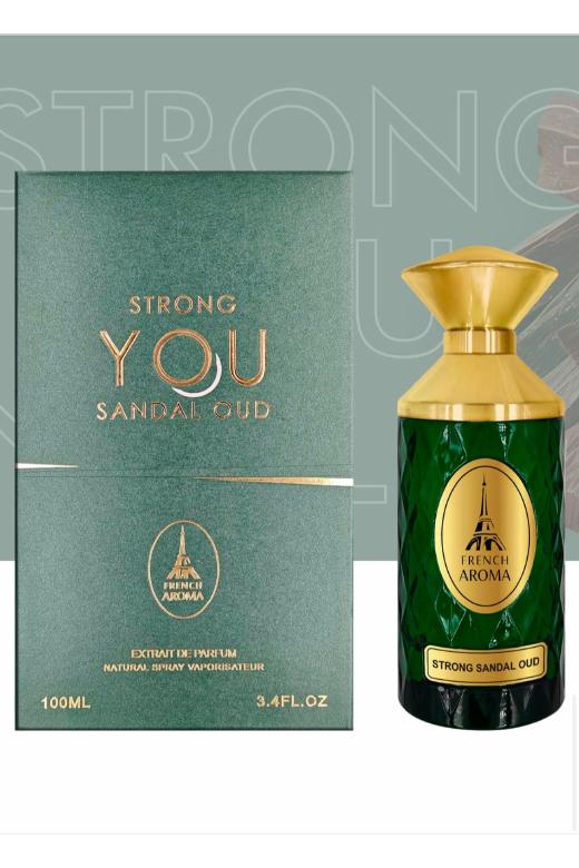 French Aroma Strong Sandal Oud 100ml original PDF photograph bottle and box
