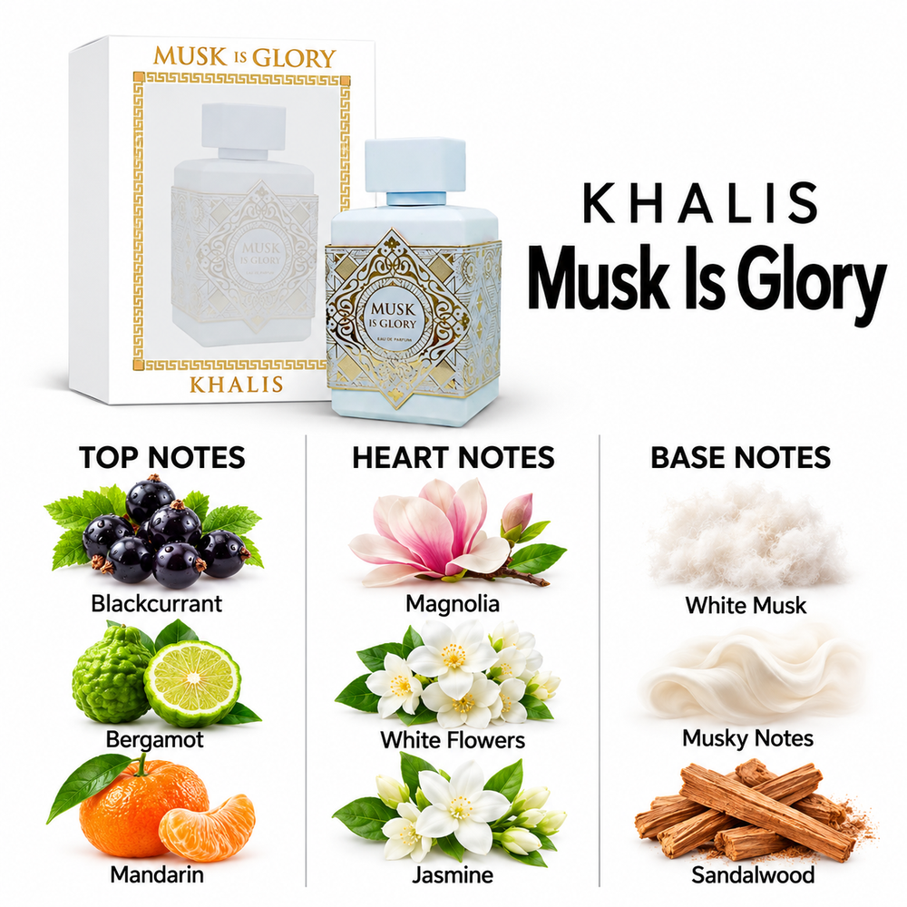 Khalis Musk Is Glory — top, heart and base fragrance notes