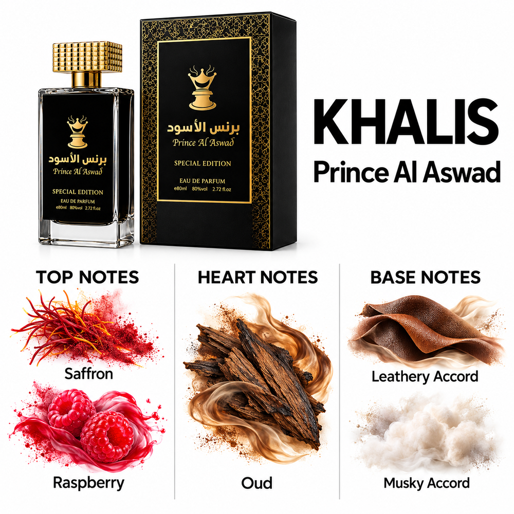 Khalis Prince Al Aswad — top, heart and base fragrance notes