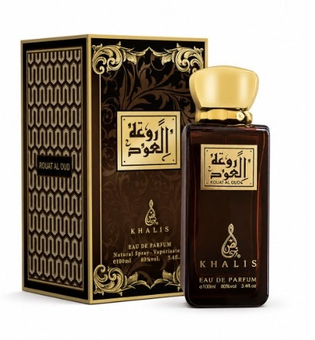 Khalis Rouat Al Oud bottle and matching package