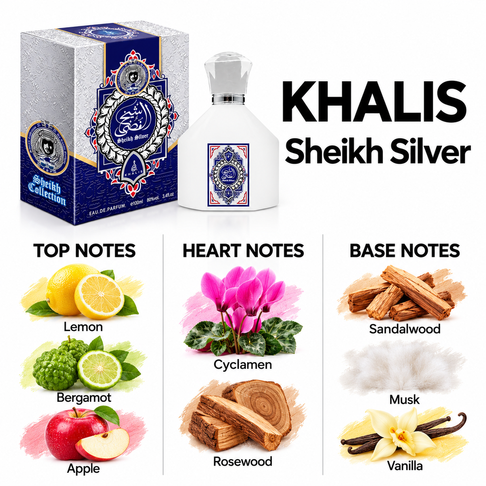 Khalis Sheikh Silver — top, heart and base fragrance notes