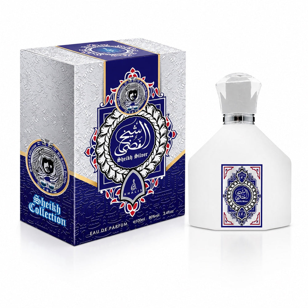 Khalis Sheikh Silver bottle and matching box
