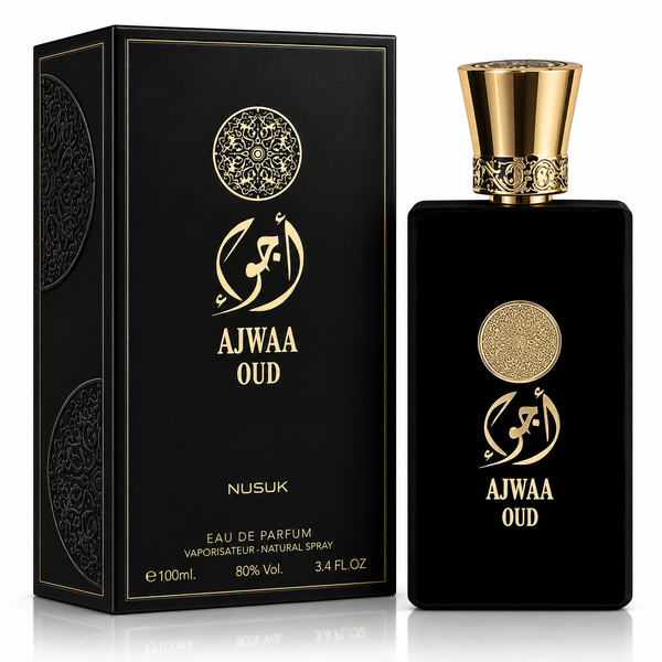 Nusuk Ajwa Oud – 100ml bottle and box