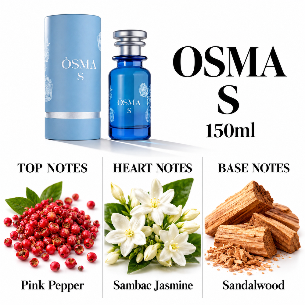 OSMA S – 150ml — top, heart and base fragrance notes