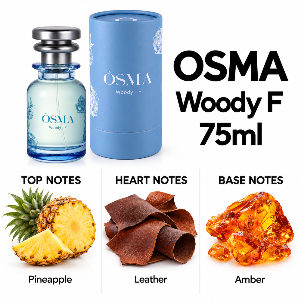 OSMA Woody F – 75ml — top, heart and base fragrance notes