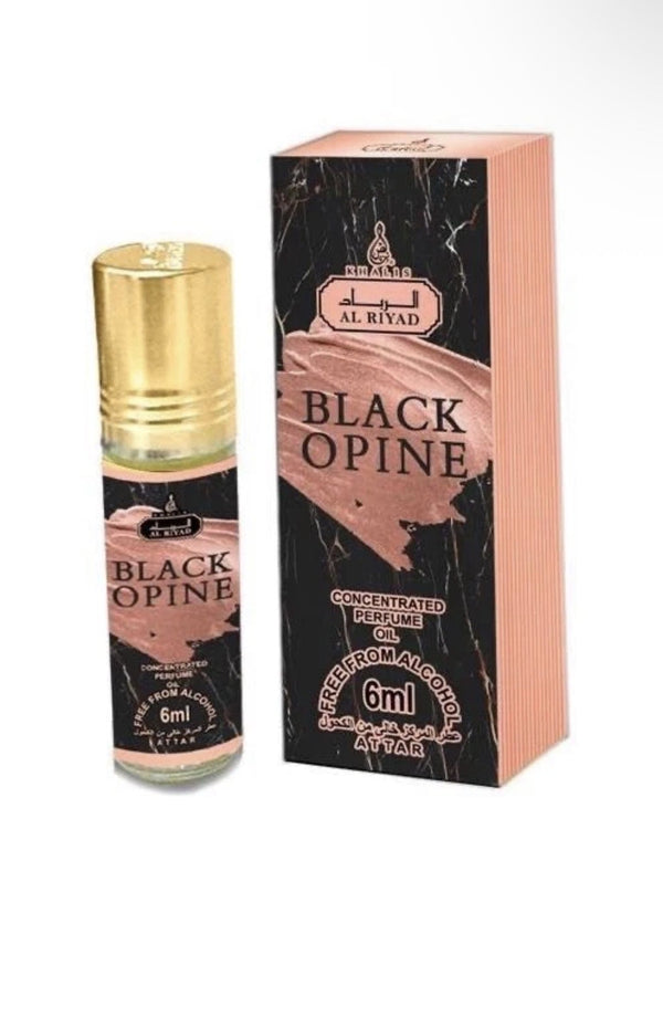 Al Riyad Black Opine 6ml perfume oil bottle and box