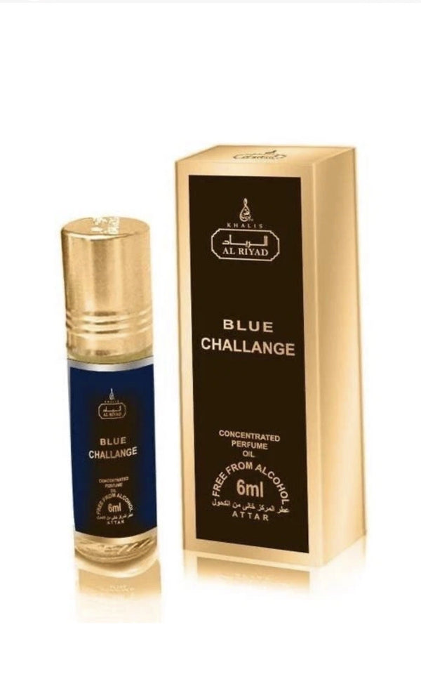 Al Riyad Blue Challenge 6ml perfume oil bottle and box