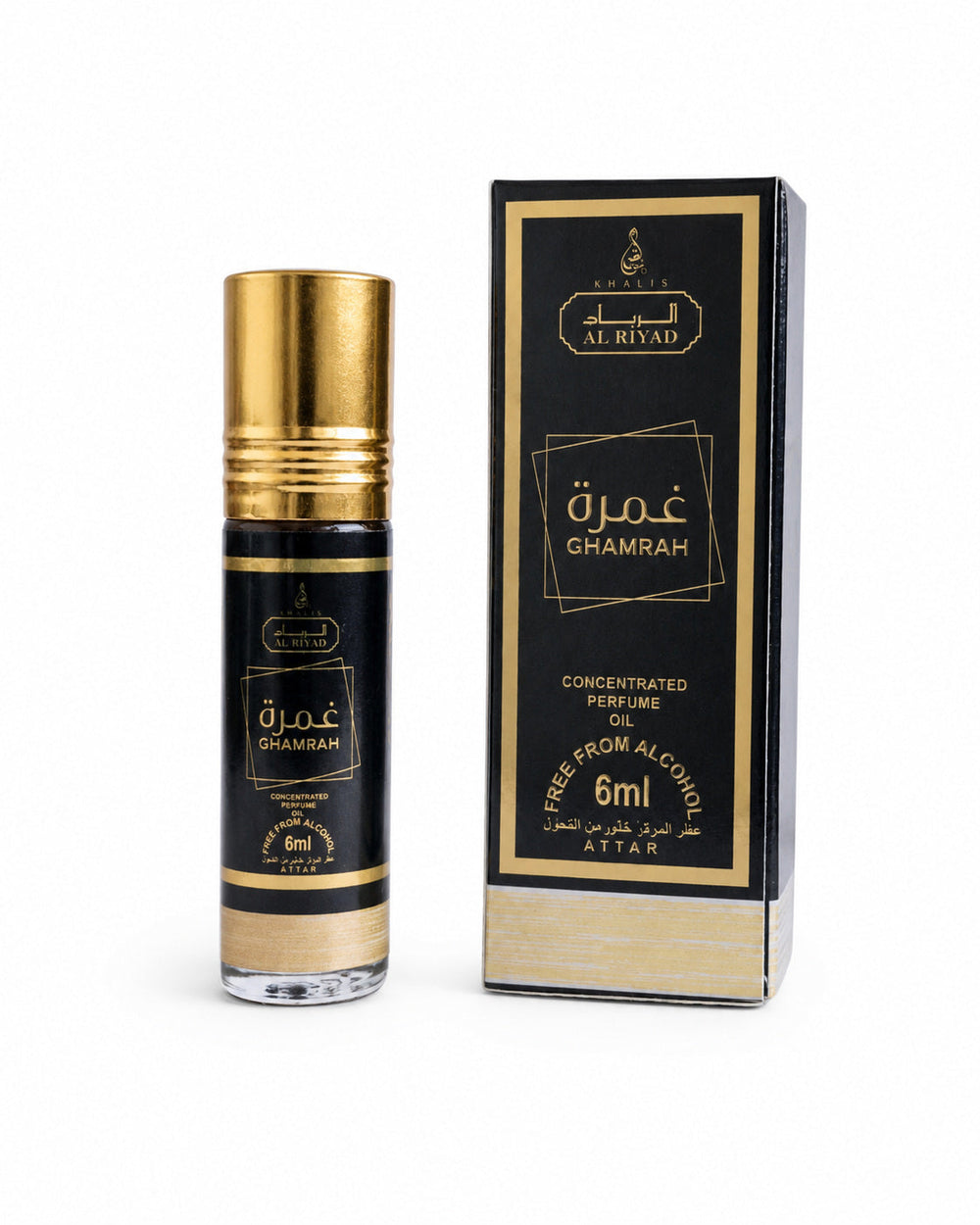Al Riyad Ghamrah 6ml perfume oil bottle and box
