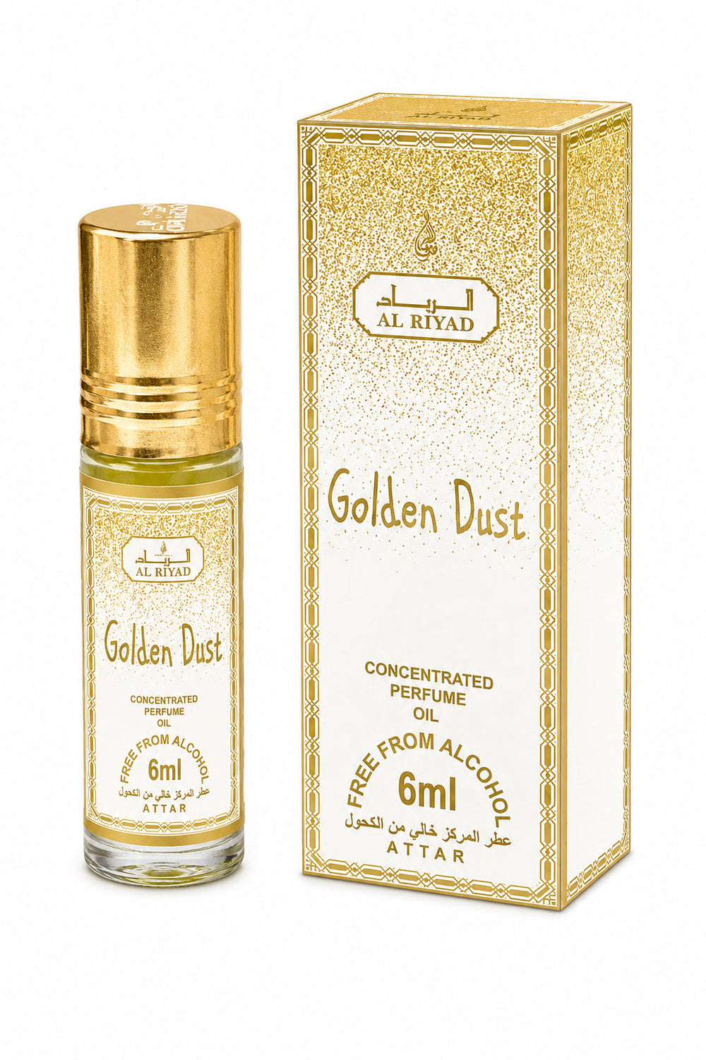 Al Riyad Golden Dust 6ml perfume oil bottle and box