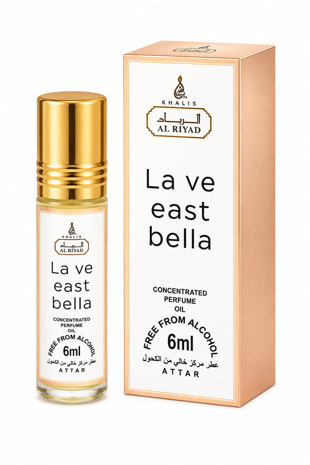 Al Riyad La Ve East Bella 6ml perfume oil bottle and box