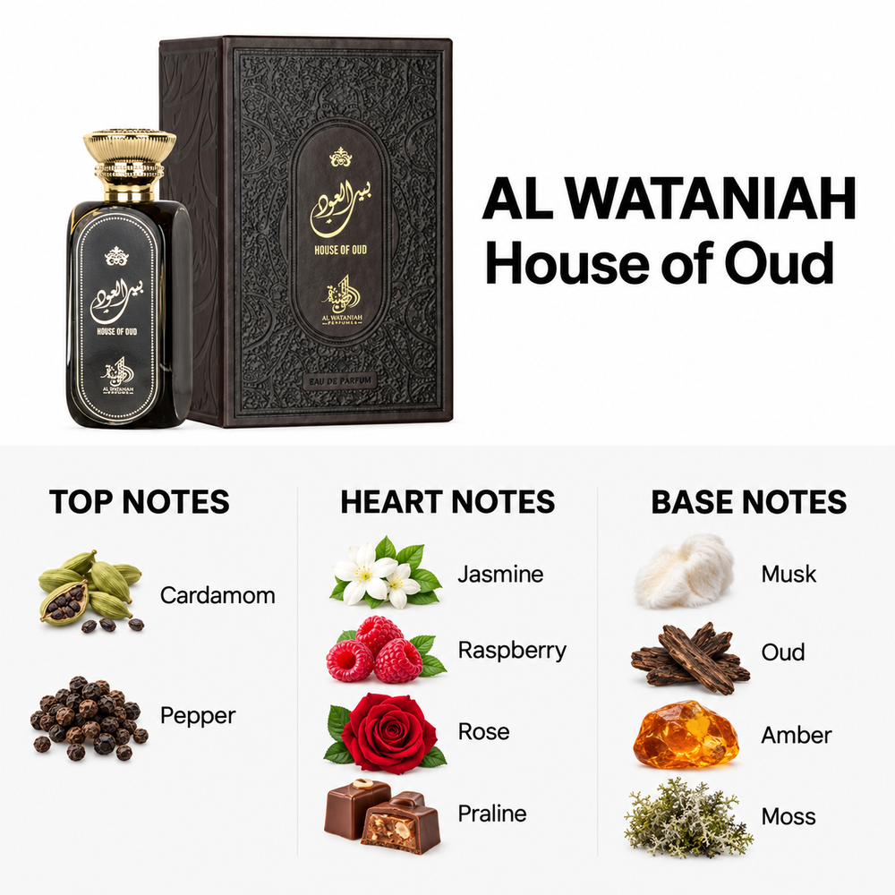 Al Wataniah House of Oud 100ml — top, heart and base fragrance notes