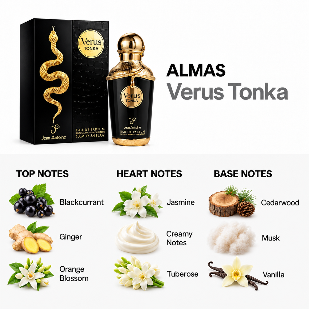 Verous Tonka 100ml — top, heart and base fragrance notes