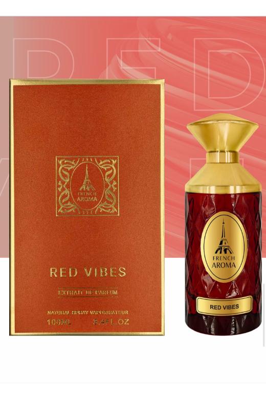 French Aroma Red Vibes 100ml original PDF photograph bottle and box