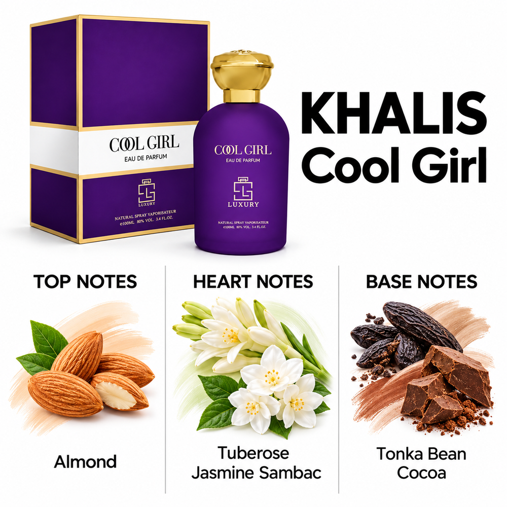 Khalis Cool Girl — top, heart and base fragrance notes