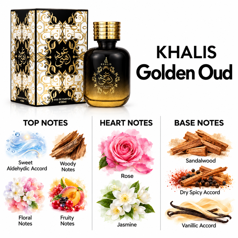 Khalis Golden Oud — top, heart and base fragrance notes