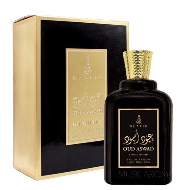 Khalis Oud Aswad 100ml bottle and packaging