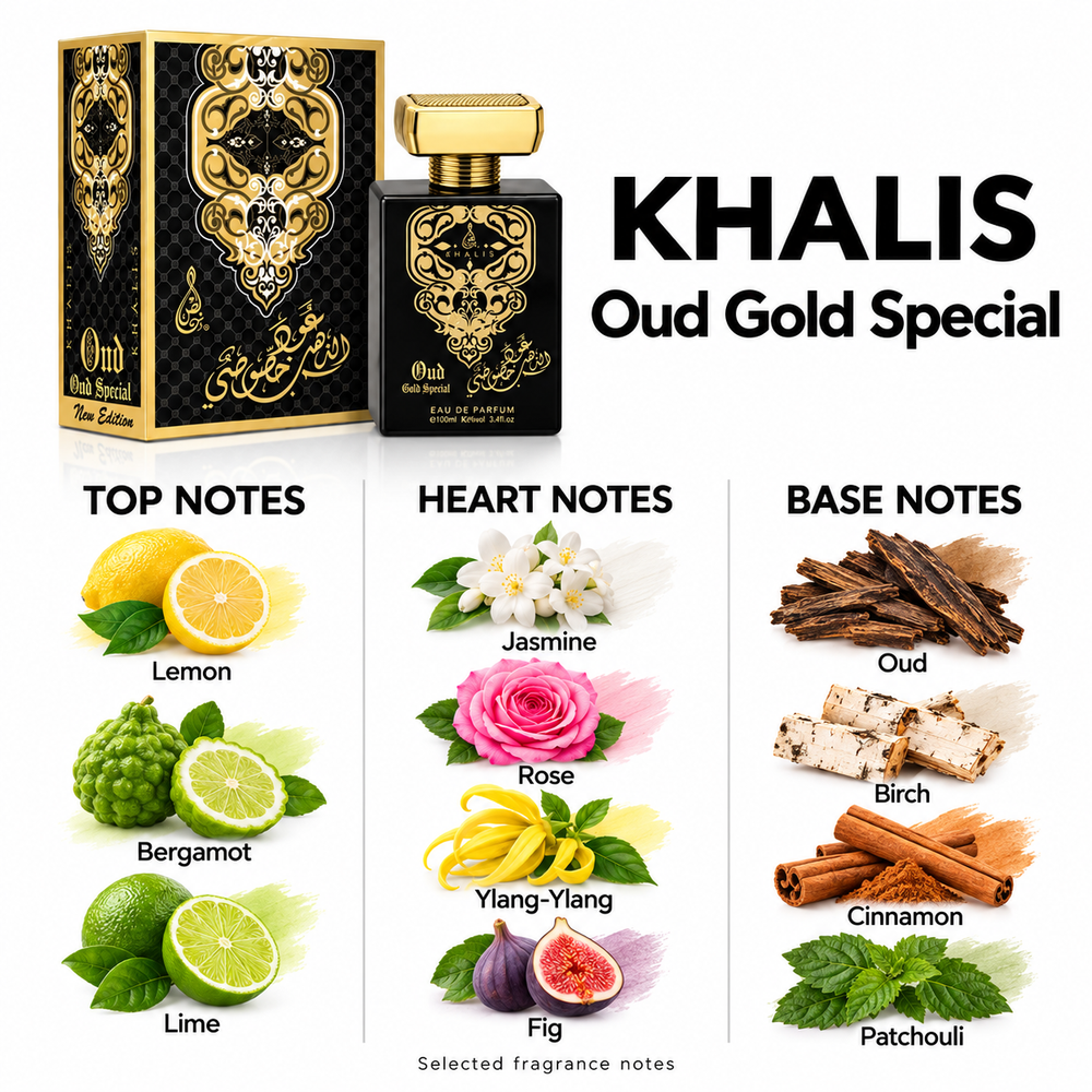 Khalis Oud Gold Special — selected top, heart and base fragrance notes