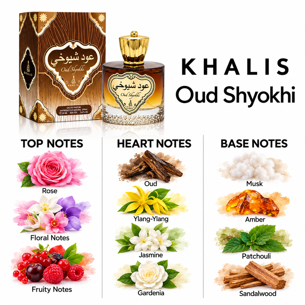 Khalis Oud Shyokhi — top, heart and base fragrance notes