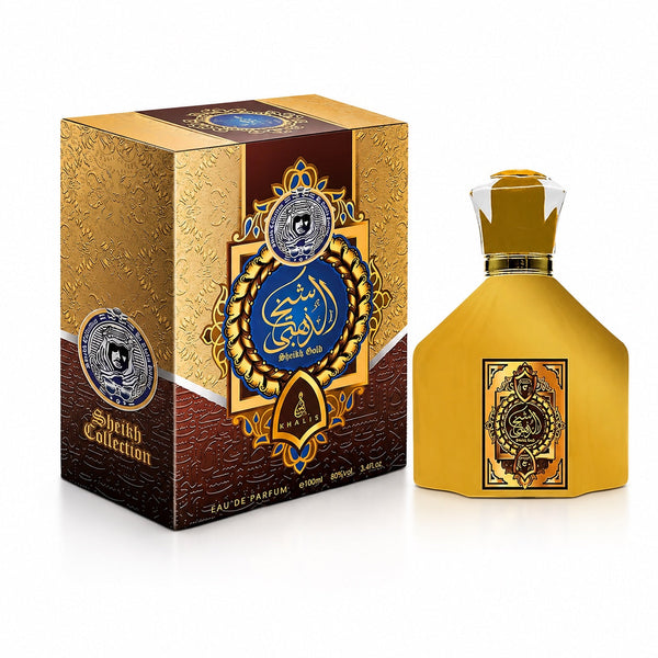 Khalis Sheikh Gold bottle and matching box