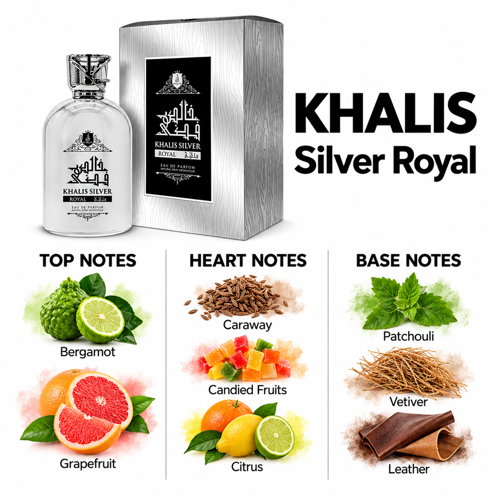Khalis Silver Royal — top, heart and base fragrance notes
