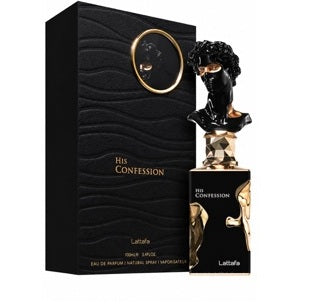 Lattafa His Confession bottle and box