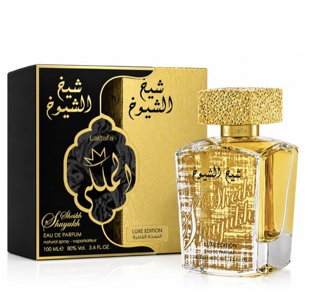 Lattafa Sheikh Al Shuyukh Luxe original bottle and packaging