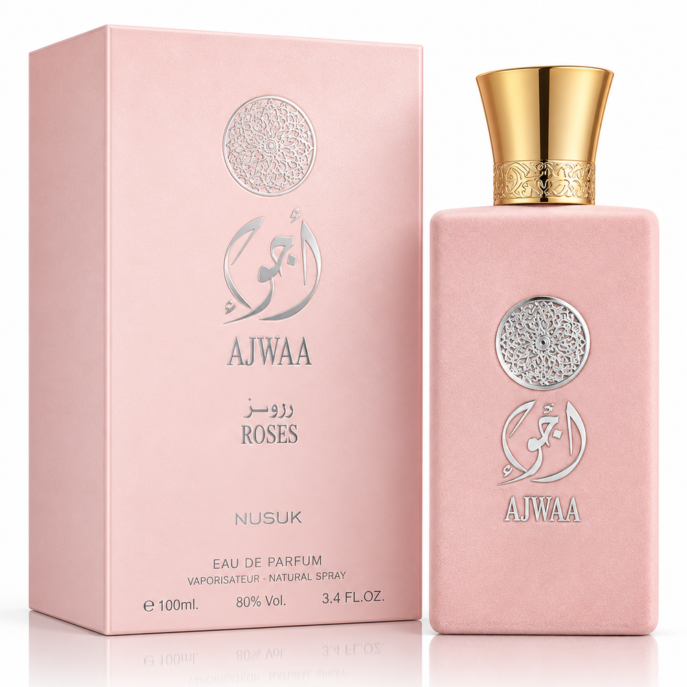 Nusuk Ajwa Roses – 100ml bottle and box