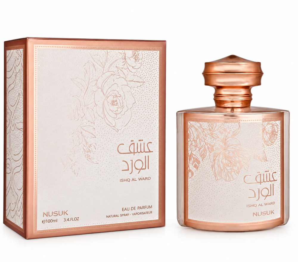 Nusuk Ishq Al Ward – 100ml bottle and box