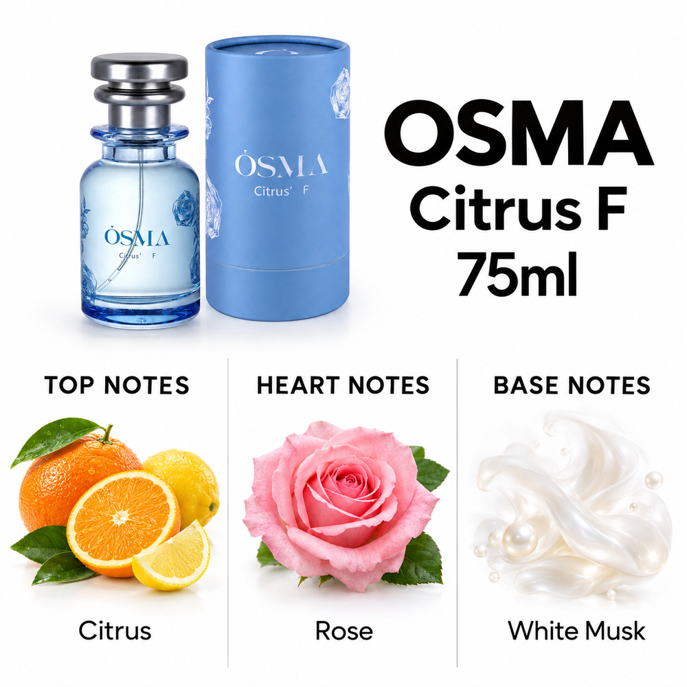 OSMA Citrus F – 75ml — top, heart and base fragrance notes