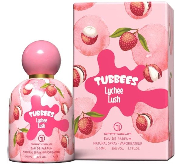 Tubbees Lychee Lush bottle and matching packaging